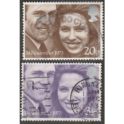 1973 Royal Wedding. Set 2 Values. Princess Anne & Capt. Mark Phillips. Fine Used