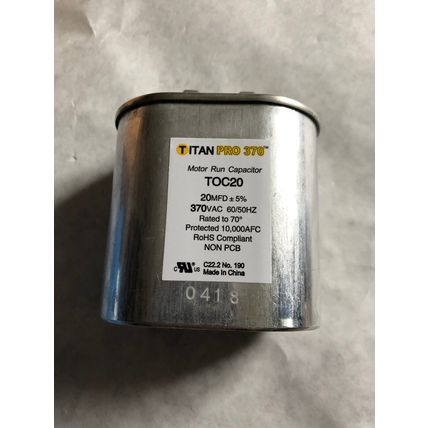 NEW Titan Pro 370 TOC20 Motor Run Capacitors 20 MFD 370 VAC,Oval SHAPE,T0C20,BV