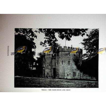 Wells Fortified Palace, Interior & Gatehouse, Book Illustration (Print), 1926