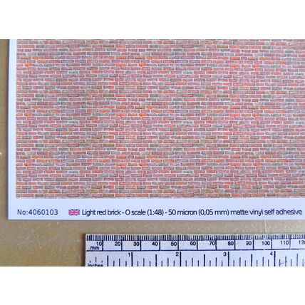 Papier autocollant rouge brique clair pour O gauge - échelle 1:48 - feuille A4
