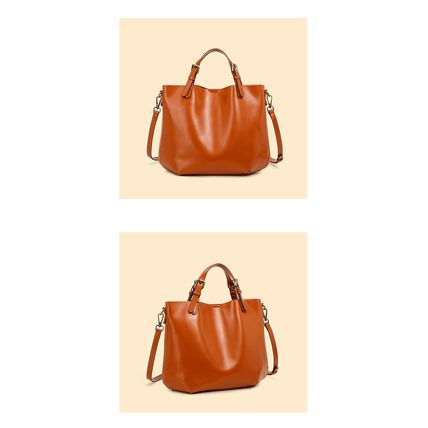 Genuine Leather Women Top Handle Shoulder Purses and Handbags Orange