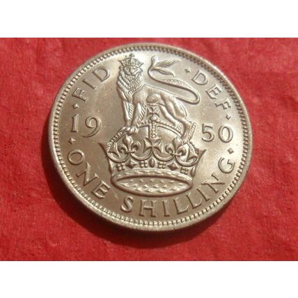 1950 George VI English shilling.