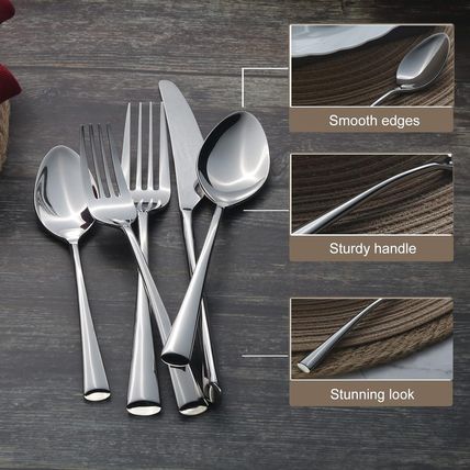 Alata Bailey 20-Piece Forged Silverware Set Stainless Steel Flatware Set,Service