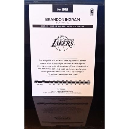 BRANDON INGRAM 2016-17 NBA HOOPS ROOKIE BASKETBALL CARD #262