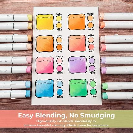 Ohuhu Pastel Markers Brush Tip - 48 Pastel Colors Double Tipped, Marker Set of H