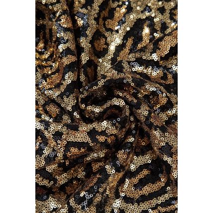 Brown Sequined Leopard Print Disco Mini Skirt