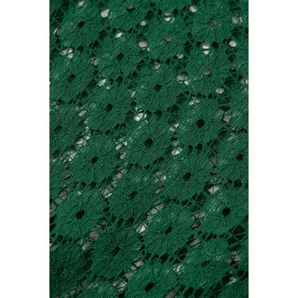 Green Contrast Lace Raglan Sleeve Pleated Detail Shift Dress