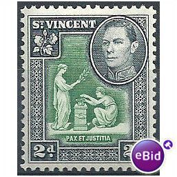 St Vincent 1938 SG152 2d Grey & Blue Mounted Mint.