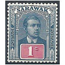 Sarawak 1918 SG50a 1c Dull Blue & Carmine Mounted.Mint.