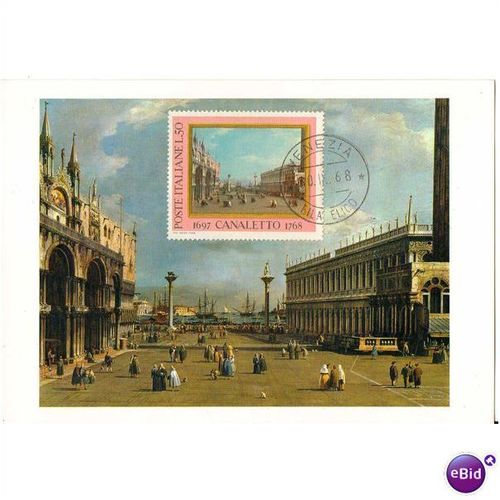 ITALY POSTE ITALIANE 1968 CANALETTO ST MARK'S SQUARE VENICE PAINTING POSTCARD