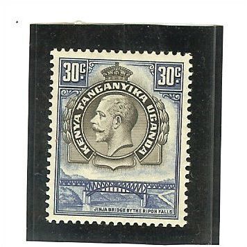 KUT Kenya Uganda Tanganyika KGV 1935 30c Black & Blue Mounted Mint MM SG 115