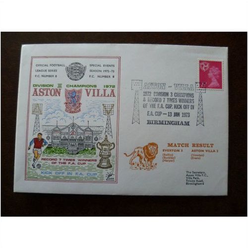 1973 Everton v Aston Villa Dawn Football Cover No 8 Villa Park Champions stamp