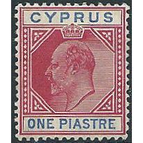 Cyprus 1904 SG64 1 Piastre Carmine & Blue Mounted Mint ... .