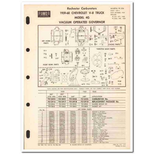 rochester carburetors 1959-60 chevrolet v-8 truck 4g vintage manual