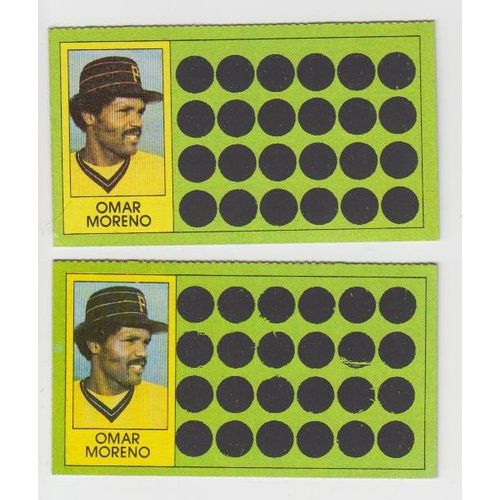 Both 1981 Topps Scratch-Off Variations Omar Moreno #100 cards –Scratchoffs