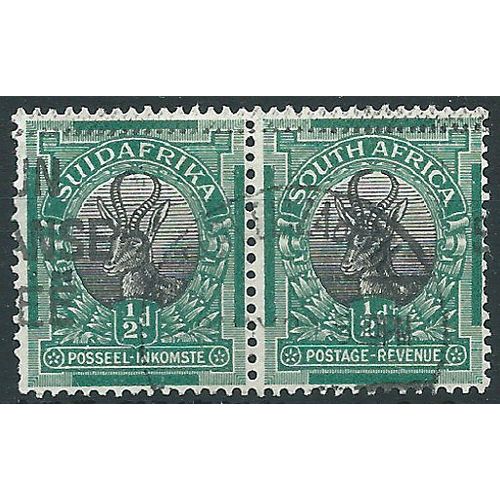 South Africa 1926 SG30 1/2d Black & Green PAIR Fine Used .. ..