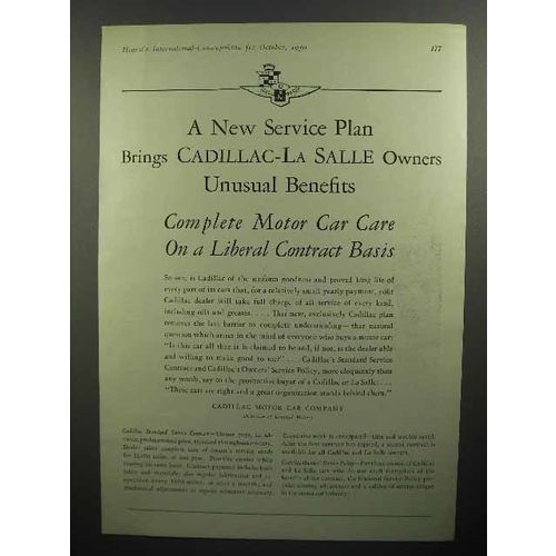 1930 Cadillac, La Salle Car Ad - Unusual Benefits