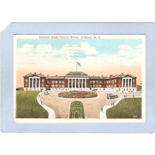 New York Cortland Cortland State Normal School w/Old Cars ny_box3~1251
