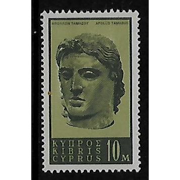 CYPRUS 1962 5M BRONZE HEAD OF APPOLLO BLACK AND GREEN SG 213 M MINT