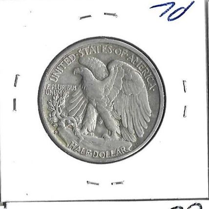 1939-d US Silver Walking Liberty Half Dollar XF/AU
