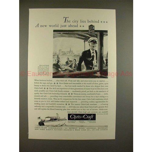 1931 Chris Craft Family Cruisers Boat Ad - World Ahead!