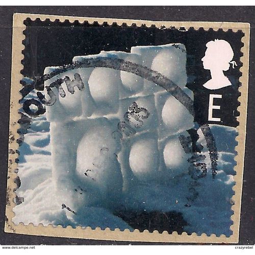 GB 2003 QE2 Euro stamp Christmas Ice Sculptures used SG 2412 on paper ( E1465 )