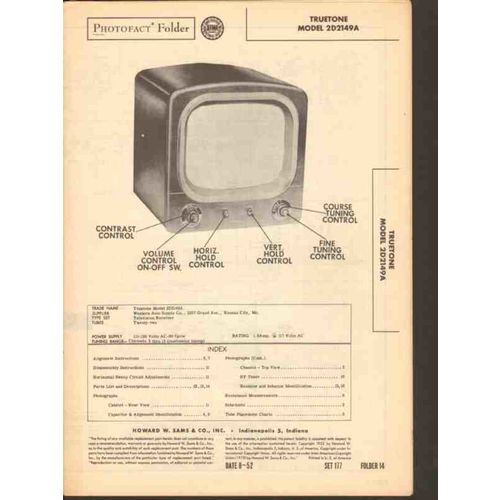TRUETONE model 2D2149A TV television receiver Sams Photofact manual