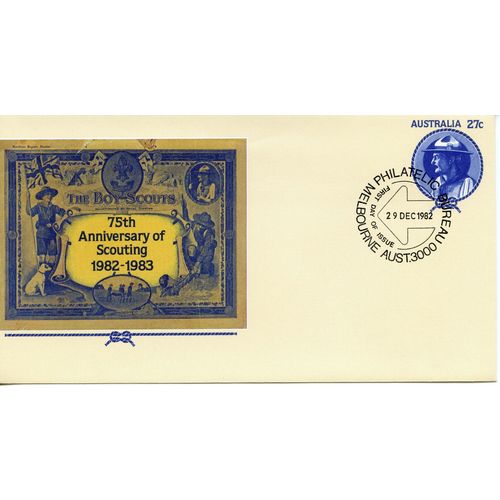 AUSTRALIA 1982 FDC 75 Years Scouting Pre-stamped Envelope 059 - Melbourne 3000