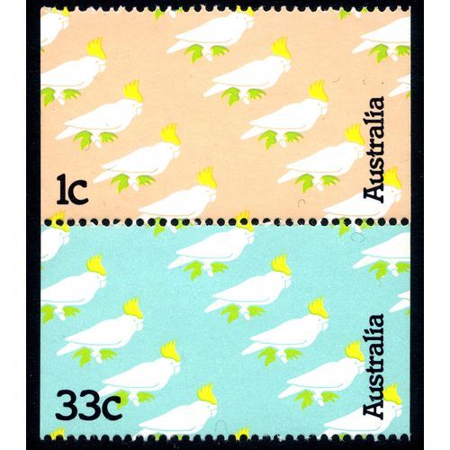AUSTRALIA 1985 Vending Machine Cockatoos 1c & 33c joined pair (SG970-971) MNH