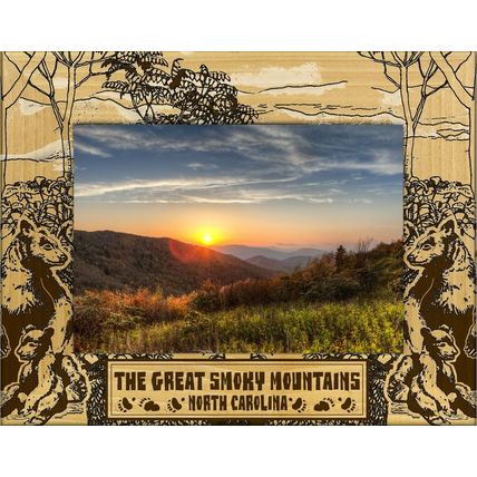 Great Smoky Mountains North Carolina Laser Engraved Wood Picture Frame (4 x 6)