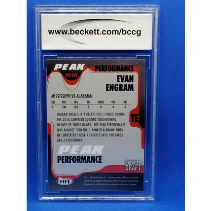 2017 SAGE HIT Premier Draft Peak Performance #PDEVE Evan Engram BCCG Graded 10