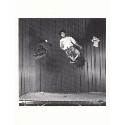 Man Floating In Air with Boxer Shorts Trousers Falling Down Postcard