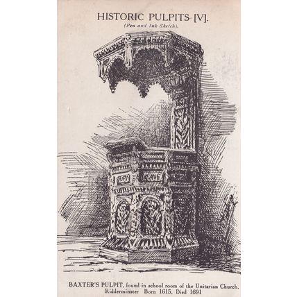 Historic Pulpits Kidderminster Baxters Old Postcard