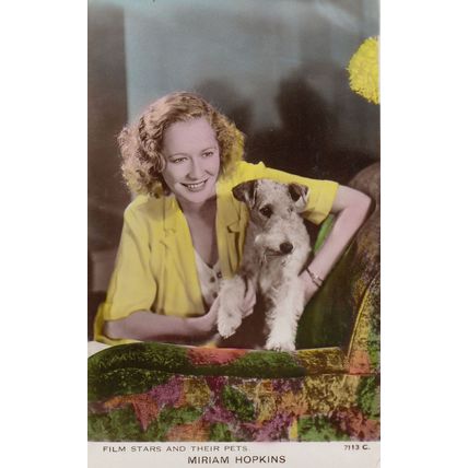 Miriam Hopkins & Her Dog Valentines Real Photo Postcard