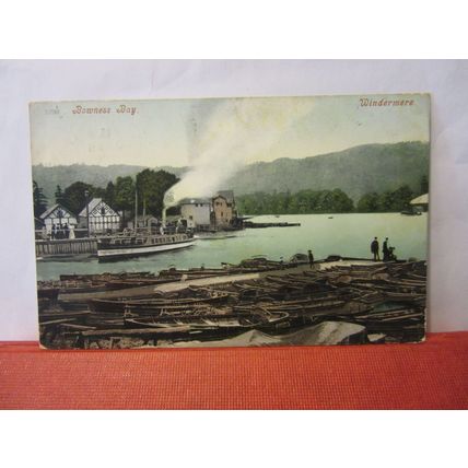 BOWNESS BAY, LAKE WINDERMERE CUMBRIA. used antique postcard 1907 pm =