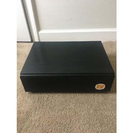 Vtg Faux Wood VHS Tape Holder Storage Cabinet Holds Up To 18 Tapes Black