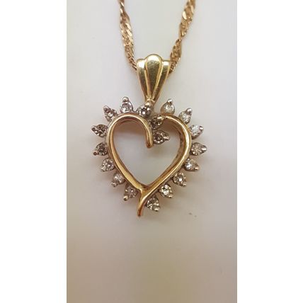 Vintage Estate 14k Yellow Gold .25cw Diamond Pendant ,1950s