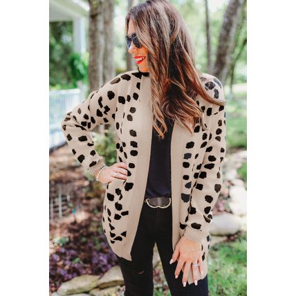Leopard Animal Spotted Pattern Open Front Cardigan