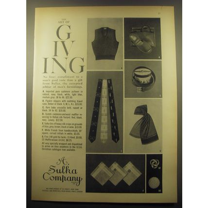 1959 A. Sulka Fashion Advertisement - The art of Giving