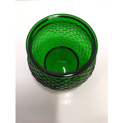 Vintage E O Brody Pot Bowl Vase - Fish Scale Textured Emerald Green Glass