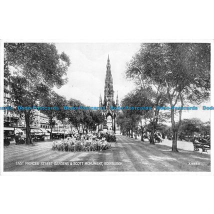 R092493 East Princes Street Gardens and Scott Monument. Edinburgh. Valentine. Si