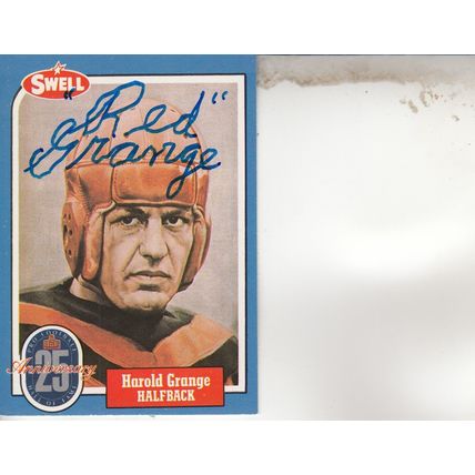 HAROLD "RED" GRANGE 1988 AUTOGRAPHED CHICAGO BEARS HOF WORLD CHAMPION FULLBACK