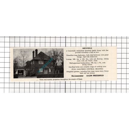 Shenfield Essex House Sale Advert - 1964 Cutting