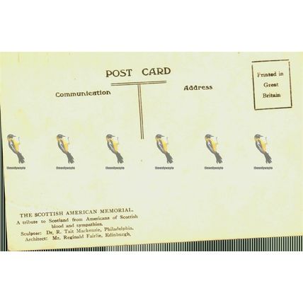 Scottish American Memorial, W Princess St, Edinburgh, No 1 Postcard