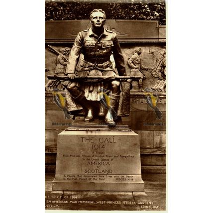 Spirit Of 1914, Scottish American Memorial, W Princess St, Edinburgh, Postcard