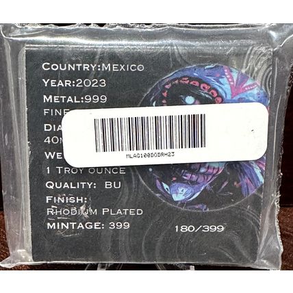 1 Oz Silver Collectible 2023 Day Of The Dead Libertad # 180 OF 399