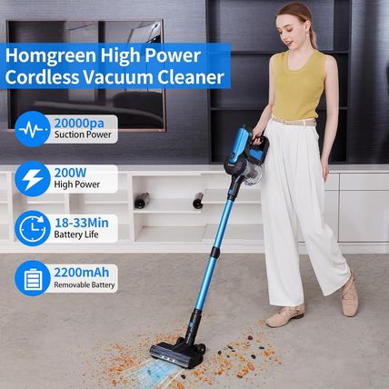 Cordless Vacuum Cleaner, Powerful Suction Stick Vacuum Cordless Rechargeable wit