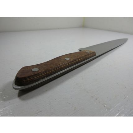 Vintage MAXAM Steel 9" Kitchen Chef's and 10.5" Slicing Knife w/ Wooden Handles