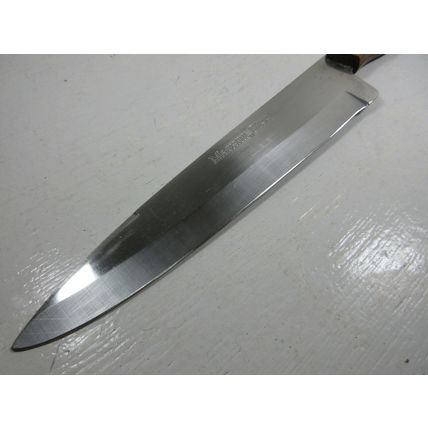 Vintage MAXAM Steel 9" Kitchen Chef's and 10.5" Slicing Knife w/ Wooden Handles