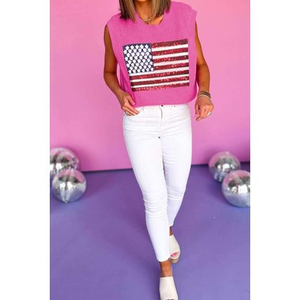 Bonbon Sparkling American Flag Knitted Vest
